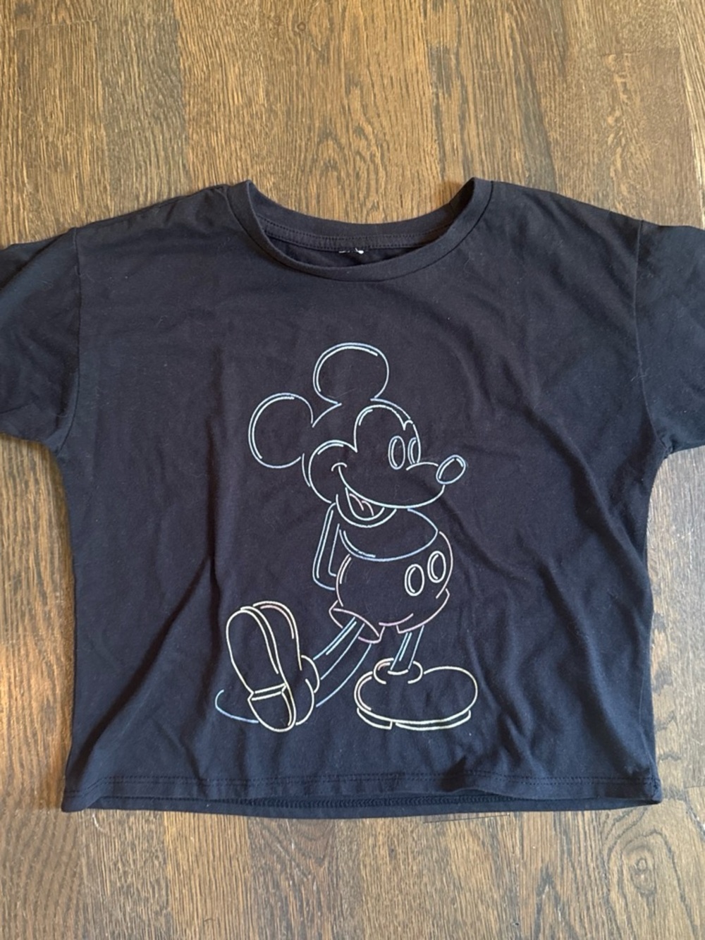 Disney Black Tee with Light Blue Mickey Outline